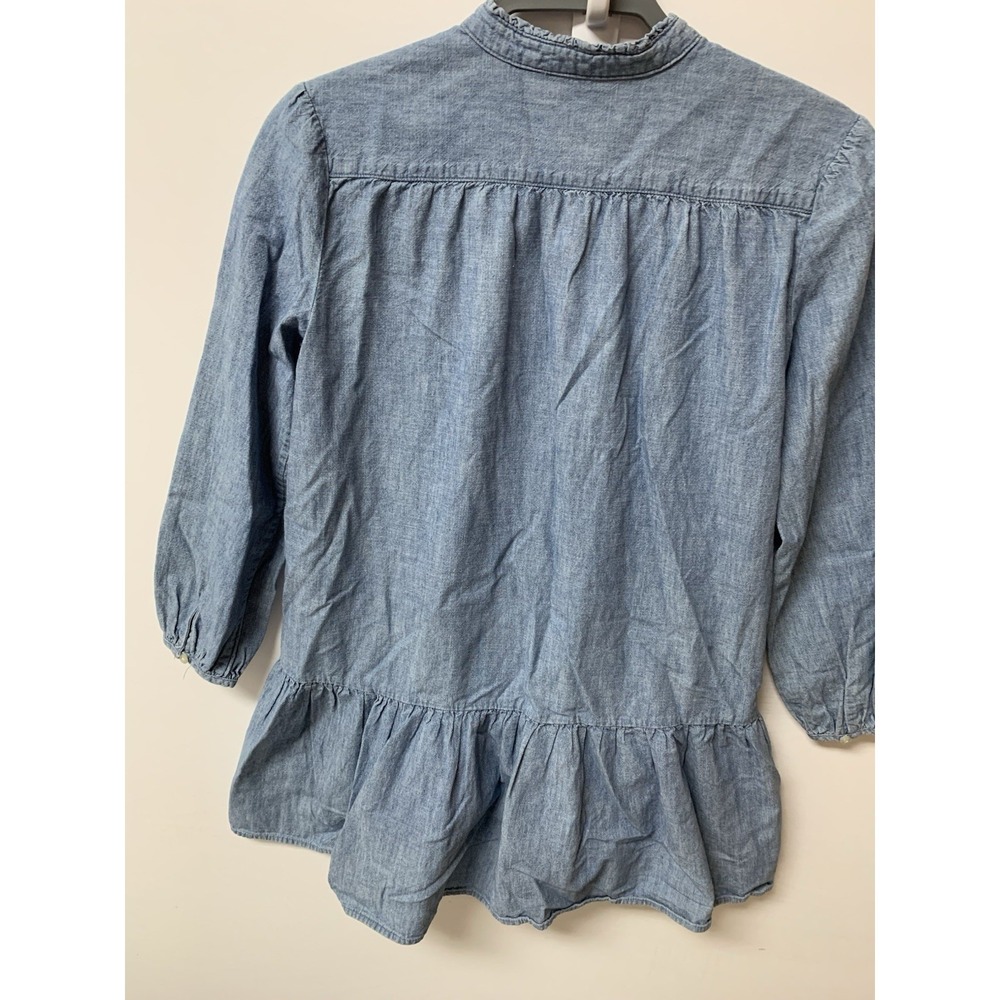 Ralph Lauren Polo Girls Chambray Denim Dress Size 12 Long Sleeve Ruffle Hem - Picture 9 of 12